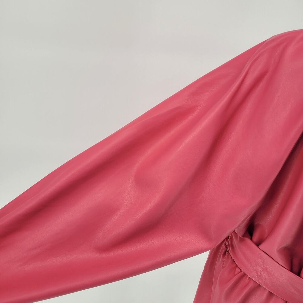 Eloquii Hot Pink Faux Leather Shirred Mini Dress Size 20 Chic Romantic Polished - Picture 6 of 9